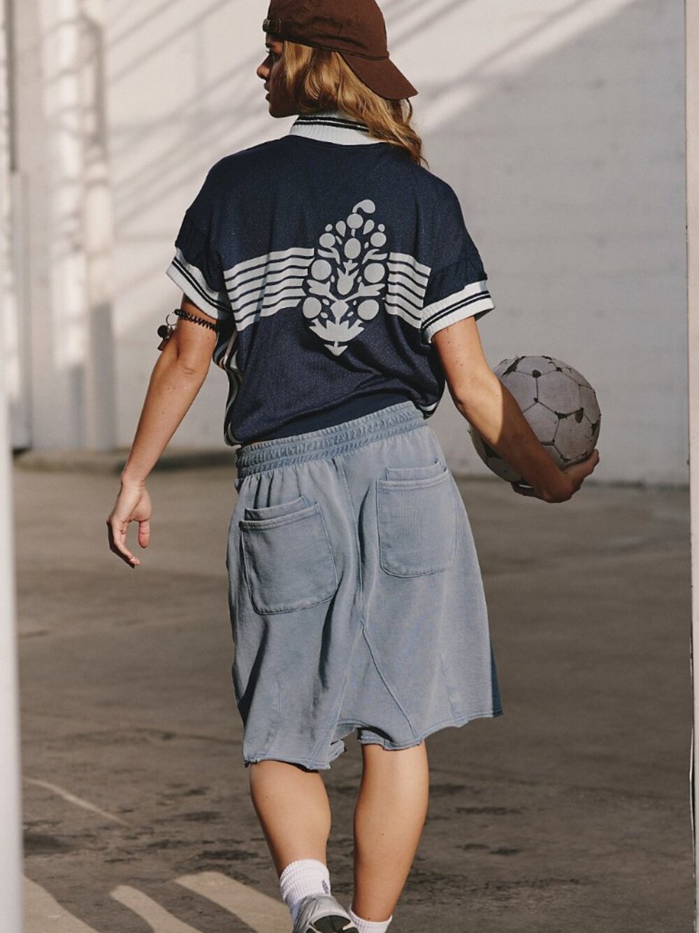 NWT Free People All Or Nothing Tee in Navy Blue Combo
